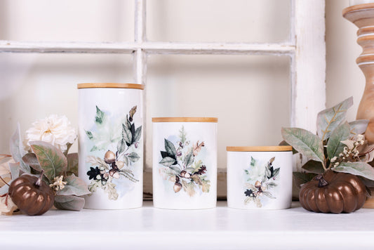 set of 3 bathroom jars used for string bathroom essentials.