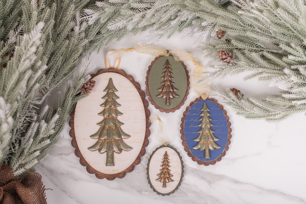A Touch of Vintage Christmas – Scalloped Tree Ornaments & Shelf Sitter DIY Kit