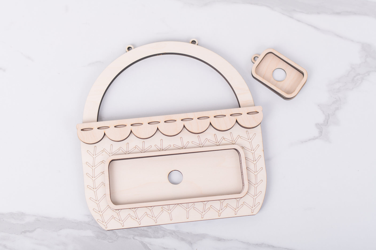 DIY wooden basket display for shelf or door hanger