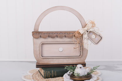 DIY cottage basket base for interchangeable inserts