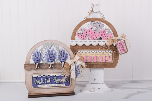 strawberry & lavender basket interchangeable insert with layered berries and farmhouse lettering