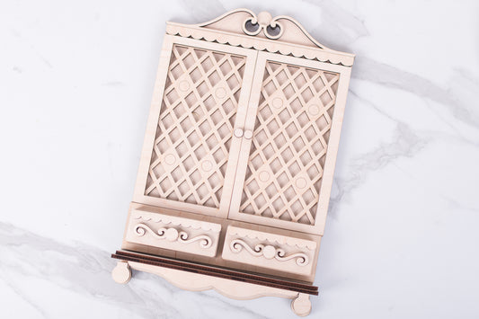 unfinished cottage cabinet diy wood kit flat lay