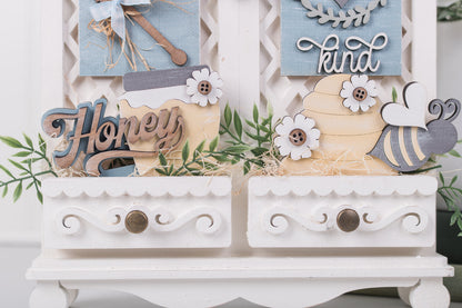 Honeybee drawer inserts for cottage cabinet display