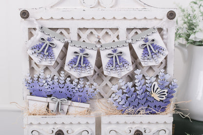 Lavender floral banner with matching drawer inserts DIY kit