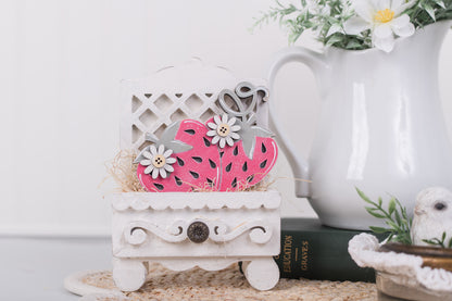 Small cottage drawer base for interchangeable inserts with strawberries