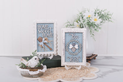Honeybee cottage frame inserts with bee themed designs