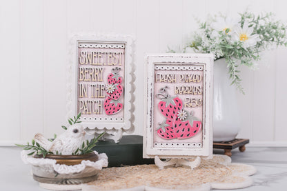 Cottage frames with strawberry inserts display