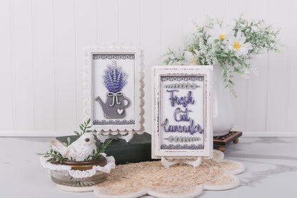 Cottage collection display frame for inserts with lavender