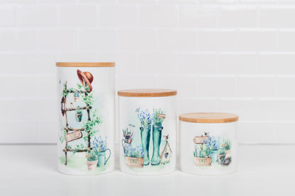 Country Garden Bathroom Jar - Medium