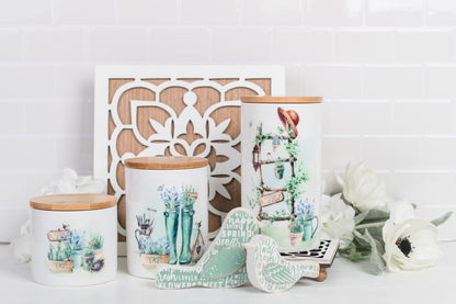 Country Garden Bathroom Jar - Large