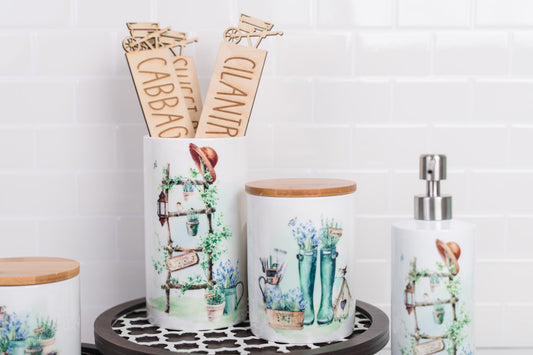 Country Garden Bathroom Jar - Medium
