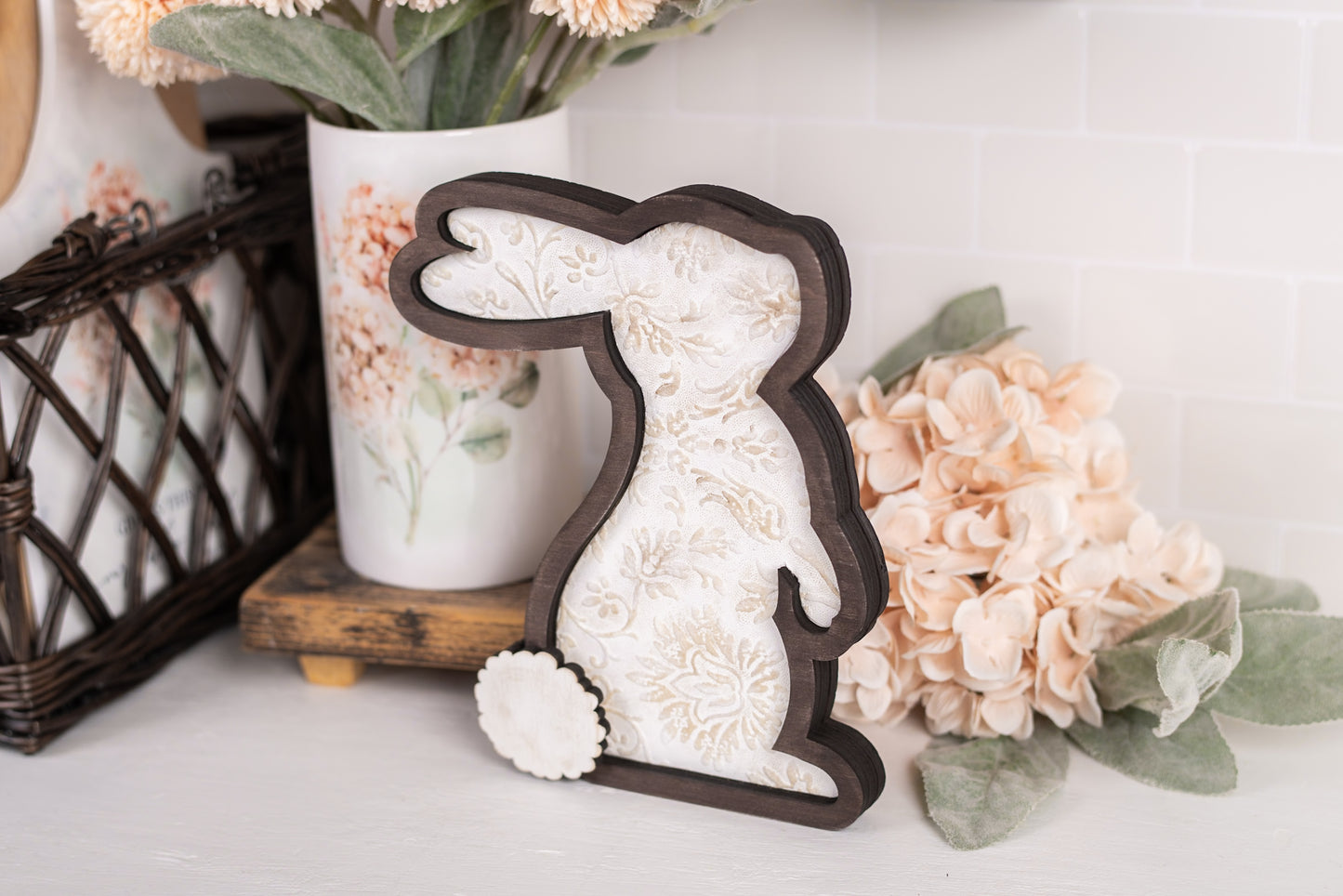 Wooden Bunny Trio