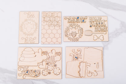 Wooden honeybee DIY blank insert pieces for cottage cabinet