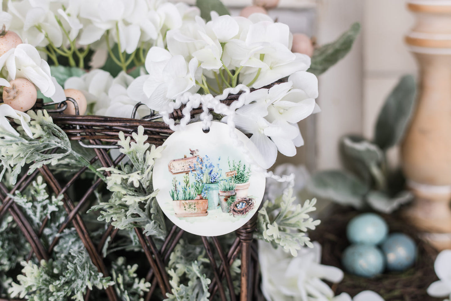 Cozy Christmas Wreath - Joyful - Round Decor Tag