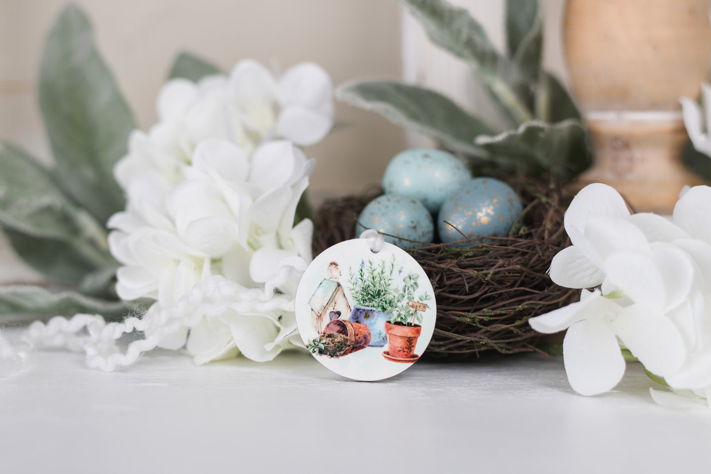 Cozy Christmas Wreath - Joyful - Round Decor Tag