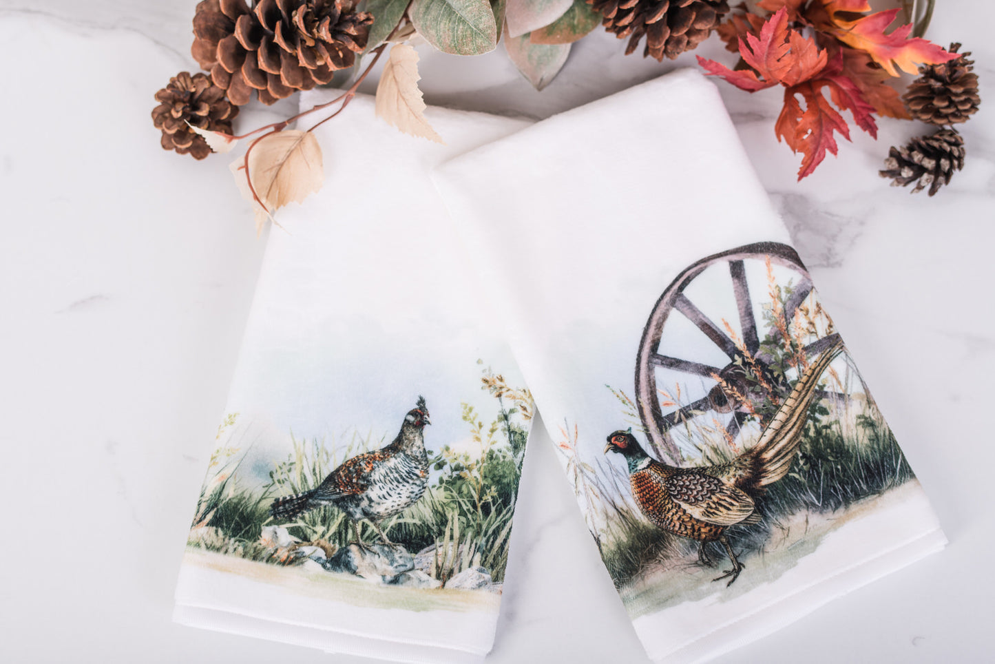 pheasant & grouse bathroom towels