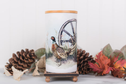 Heritage Collection large ceramic bathroom canister with pheasant artwork