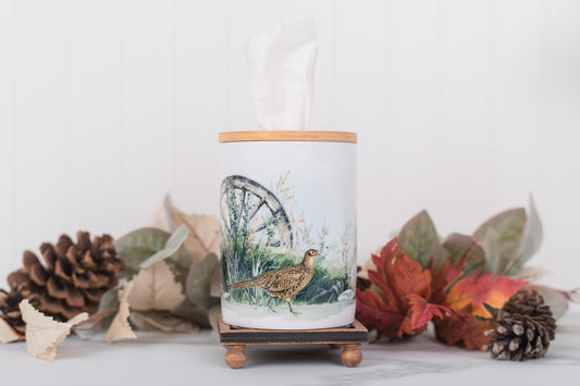 . Heritage Collection ceramic tissue holder with pheasant watercolour artwork