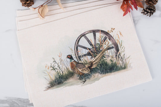 Heritage Collection set of 4 placemats with pheasant watercolor design