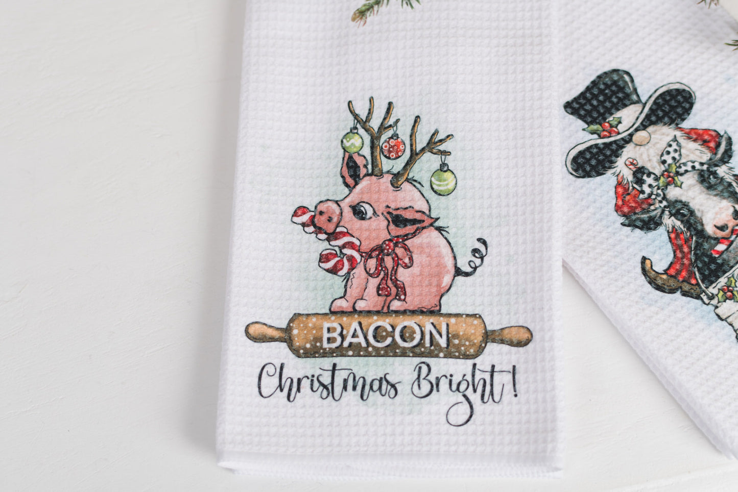 Whimsical Barnyard Christmas Tea Towels