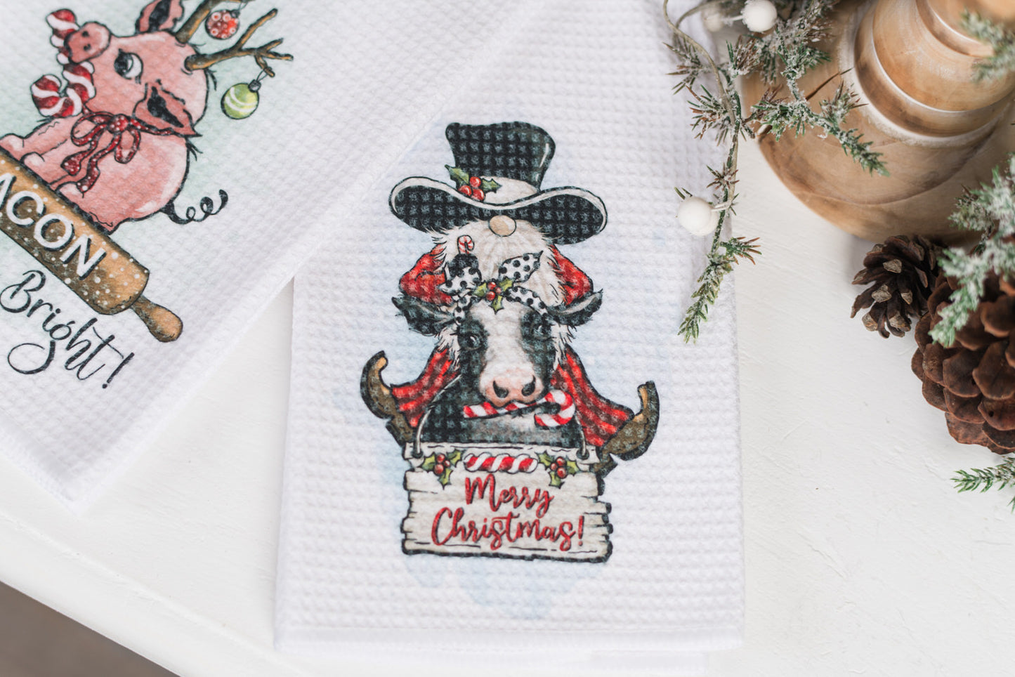 Whimsical Barnyard Christmas Tea Towels