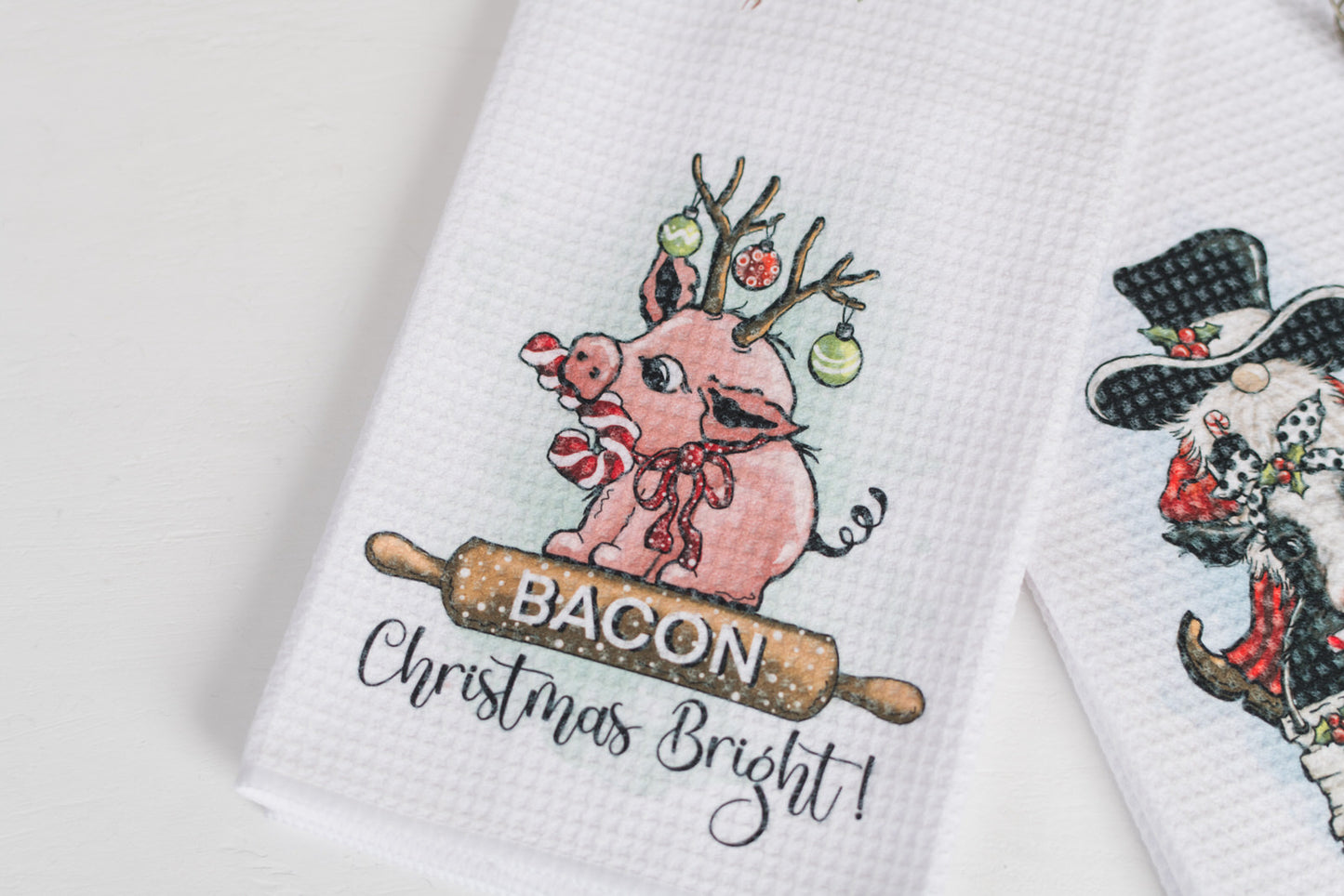 Whimsical Barnyard Christmas Tea Towels