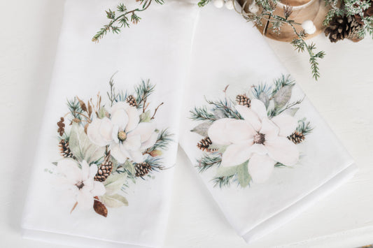 Magnolia Christmas Hand Towels