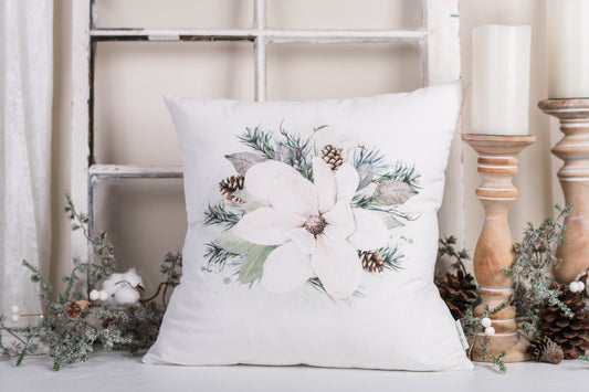 Magnolia Christmas Pillow Cover