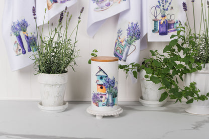 Large ceramic canister bamboo lid