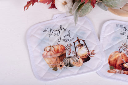 Cozy Autumn Pot Holders - Give Thanks