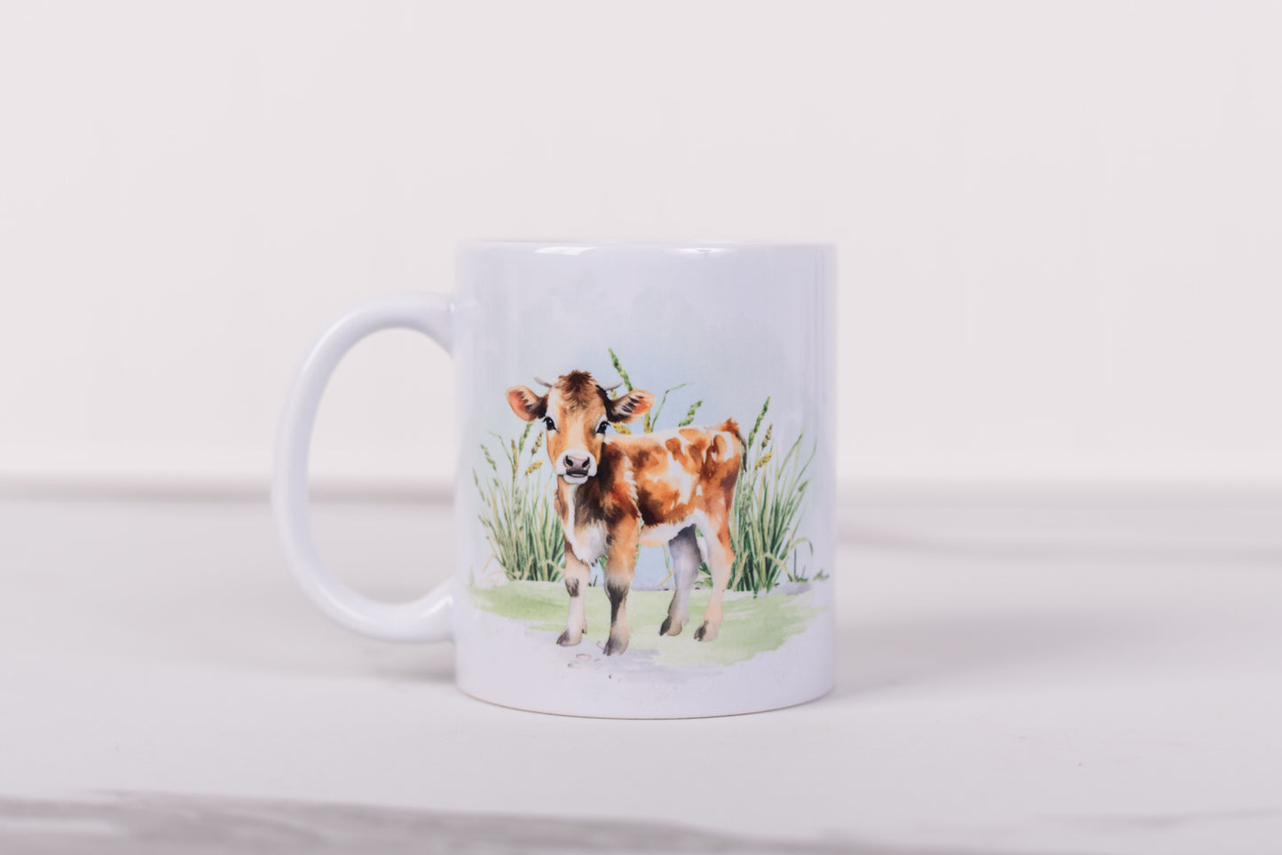 Mug with a cow design on a white background