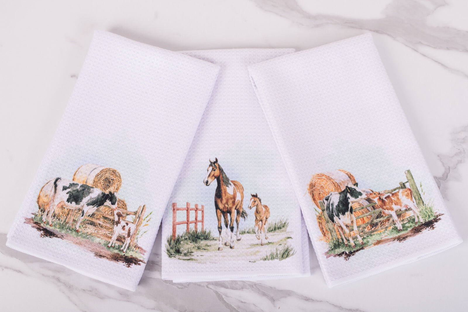 Farmhouse tea towels from the Homestead Collection