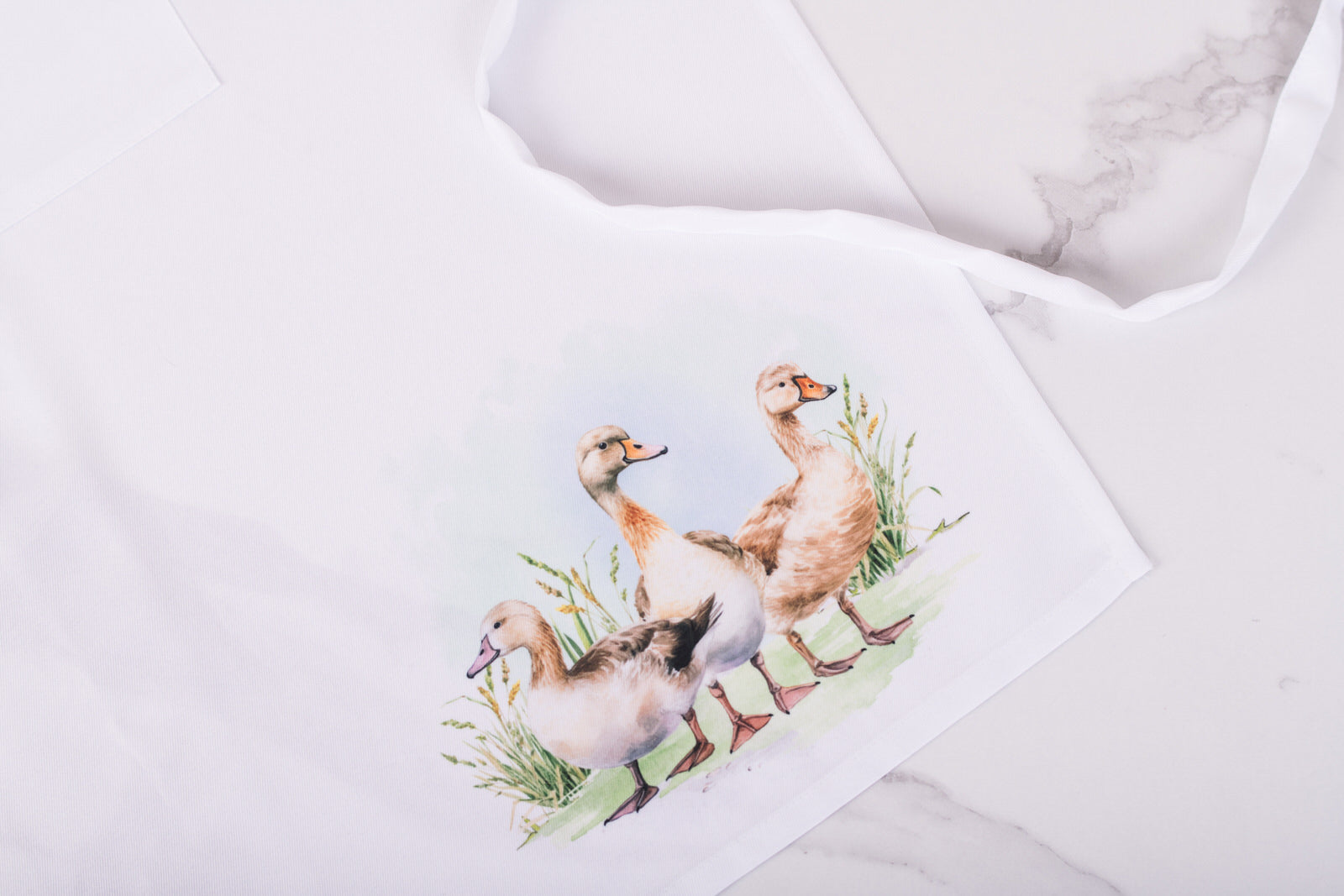 Farm animal kitchen apron with ducksd in bottom corner
