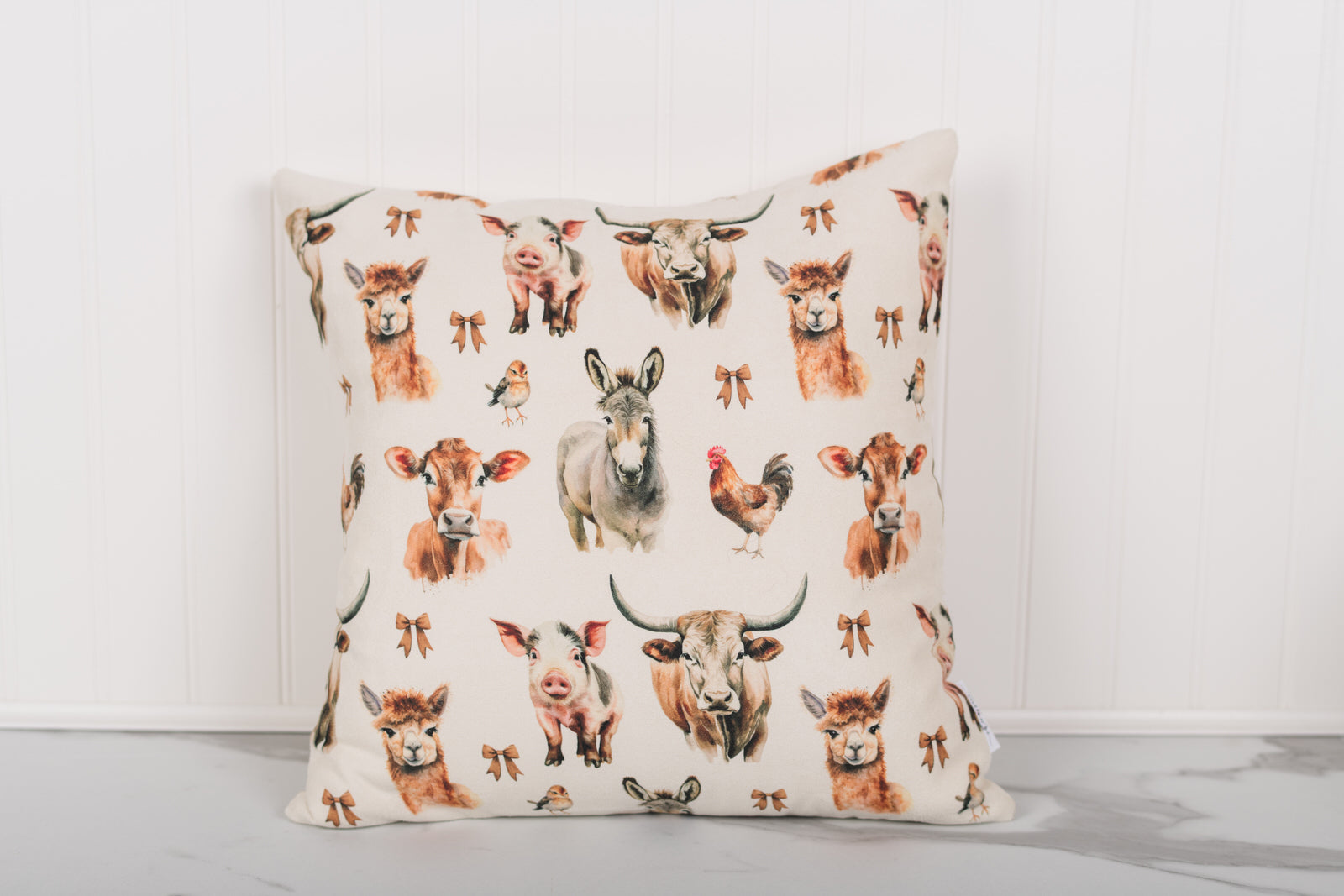 Decorative pillow with animal pattern on a white background