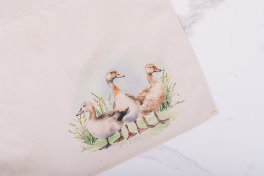 Farm animal kitchen apron with duck corner detail