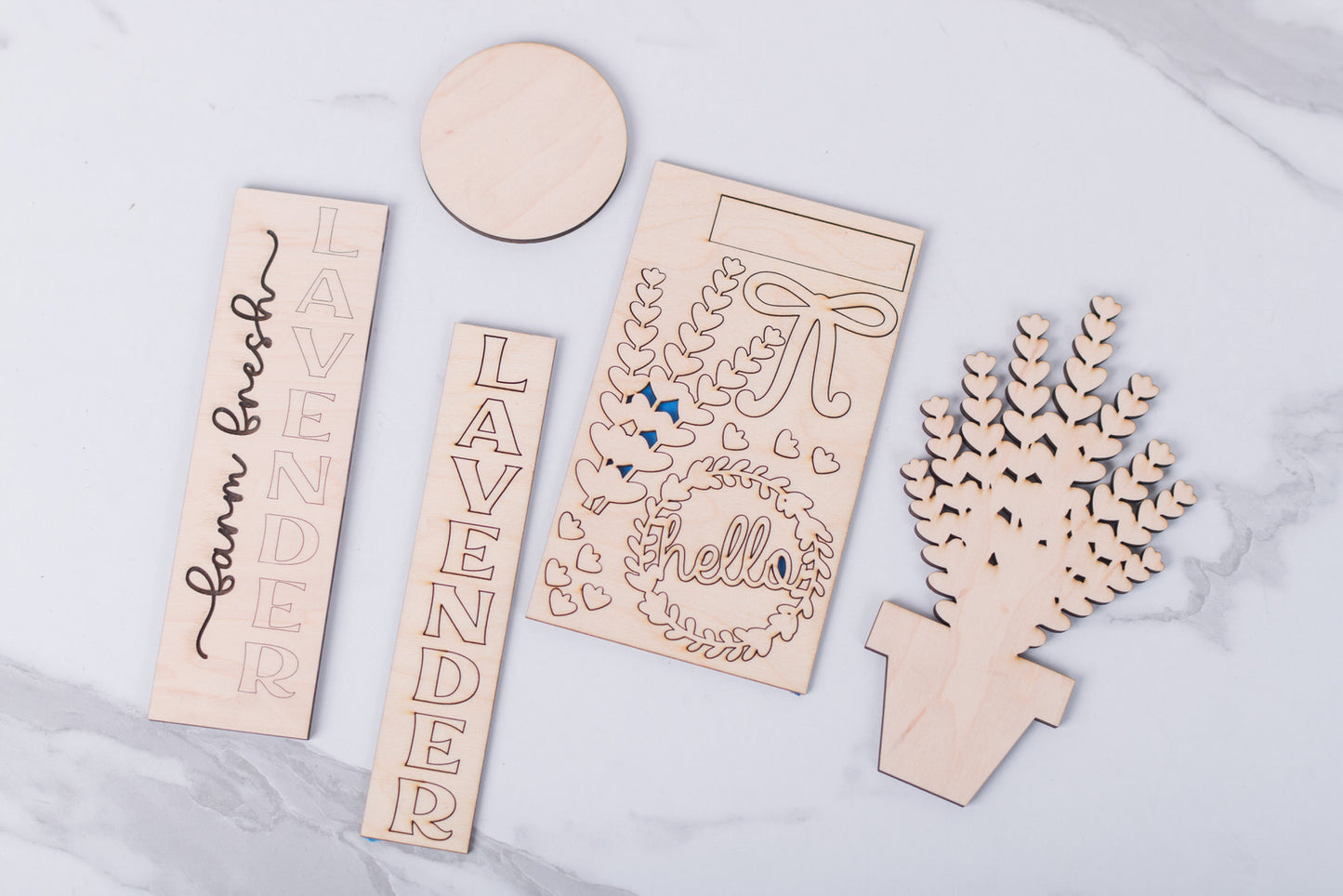 DIY lavender insert pieces ready to paint and assemble