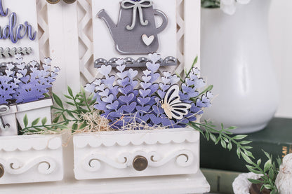 Purple lavender insert pieces for cottage drawer base