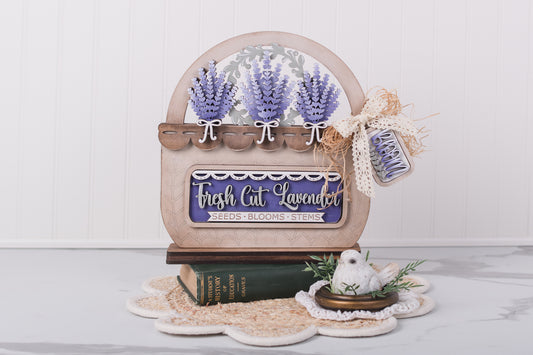 DIY lavender basket insert with fresh cut lavender design