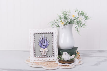 potted lavender insert with scalloped frame DIY kit