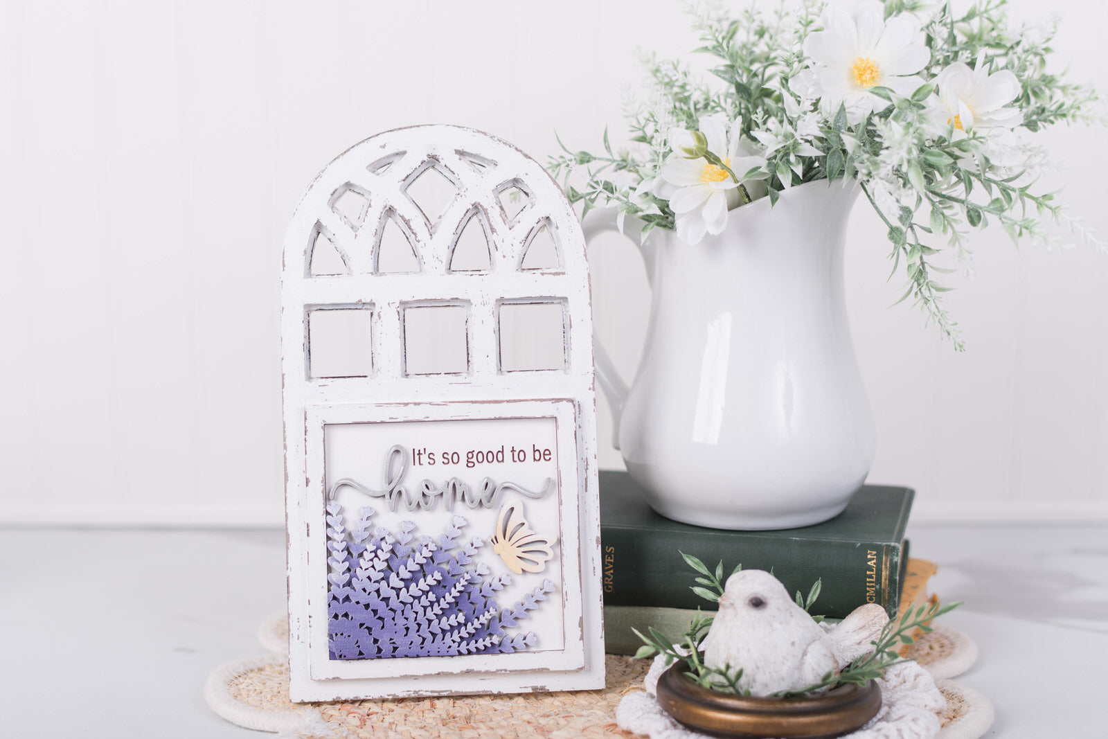 layered lavender insert with home quote design