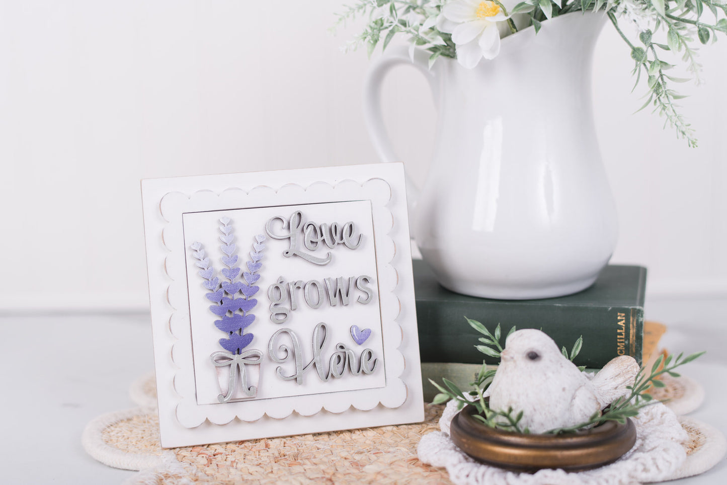 interchangeable lavender insert with script lettering DIY kit