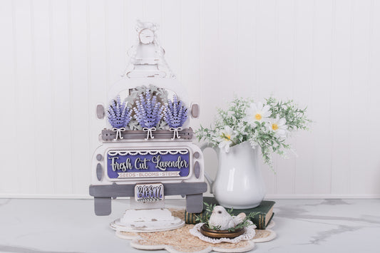 DIY lavender truck insert with fresh cut lavender design