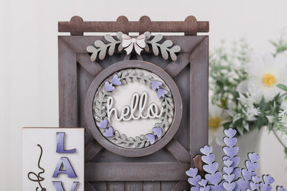 lavender hello insert in DIY porch door kit