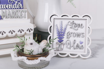 DIY Lavender Decor Set | Tiered Tray Set | Farmhouse Lavender Collection Kit