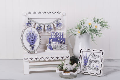 DIY Lavender Decor Set | Tiered Tray Set | Farmhouse Lavender Collection Kit