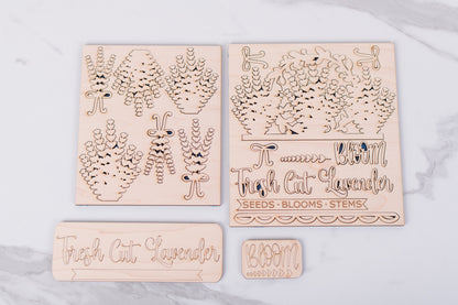 lavender interchangeable insert with layered wood pieces