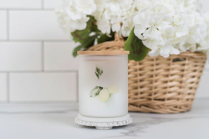 small frosted lemon bathroom canister or jar