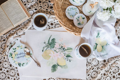 Summer table setting with citrus placemats