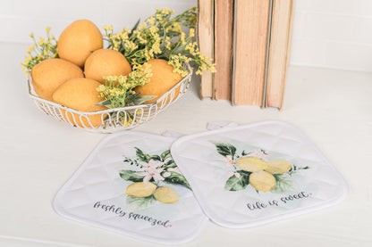  freshly squeezed and life is sweet, lemon potholders