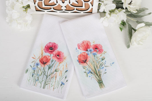 Flower Market Poppy Tea Towels